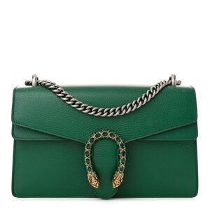 Gucci Pebbled Calfskin Dionysus Shoulder Bag Emerald